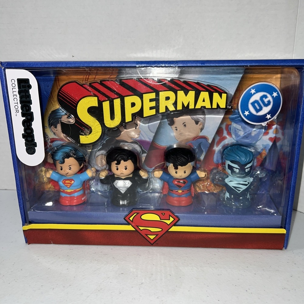 Little People Collector DC Superman Figures FisherPrice 4 pc Set Brand New‎